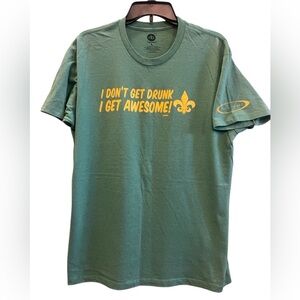 Mardi Gras Green New Orleans Graphic T-Shirt With Yellow Print Size Large